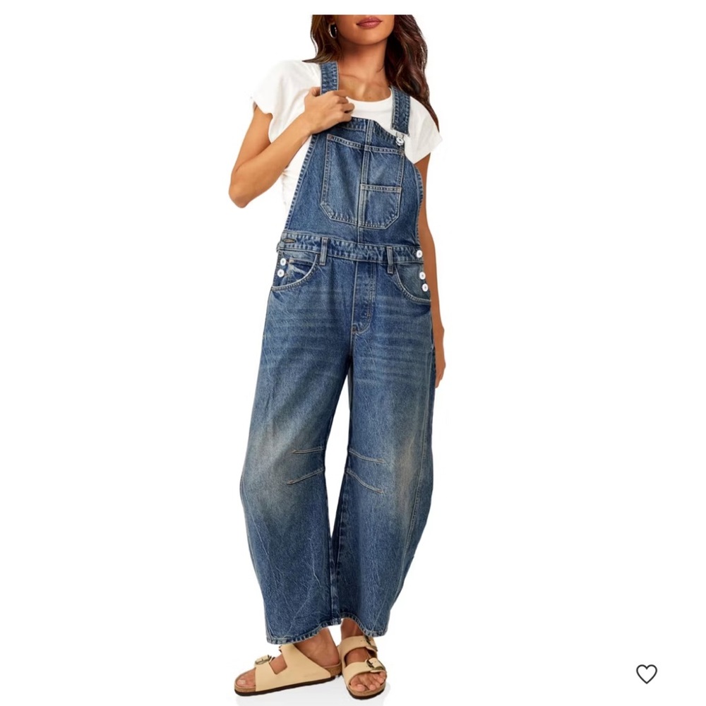 Imily Bela  Denim Overalls with Loose Fit, Adjustable Straps, and Pockets Blue S